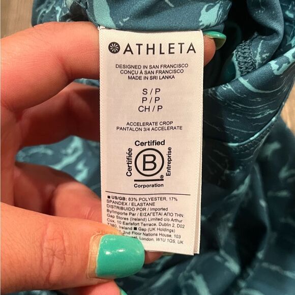 Athleta Womens Accelerate Crop Leggings Blue Ripple Marble Borealis Size S - Picture 3 of 5